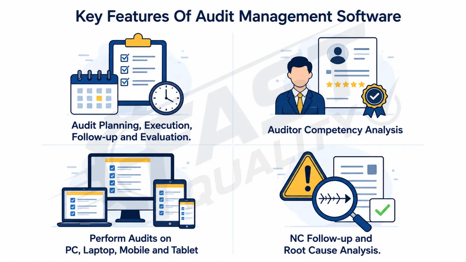 At a glance: audit planning, scheduling, execution and reporting features